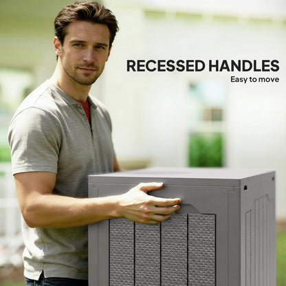 93L Plastic Garden Storage Box, Outdoor Storage Box with Handles, Waterproof Outdoor Storage Container