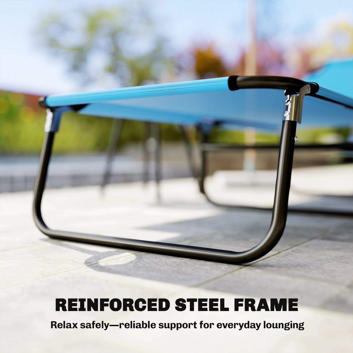 Set of 2 Folding Sun Loungers | 5 Position Back | 190x56cm | Oxford Fabric | Powder Coated Steel | Portable | 120kg | Sky Blue