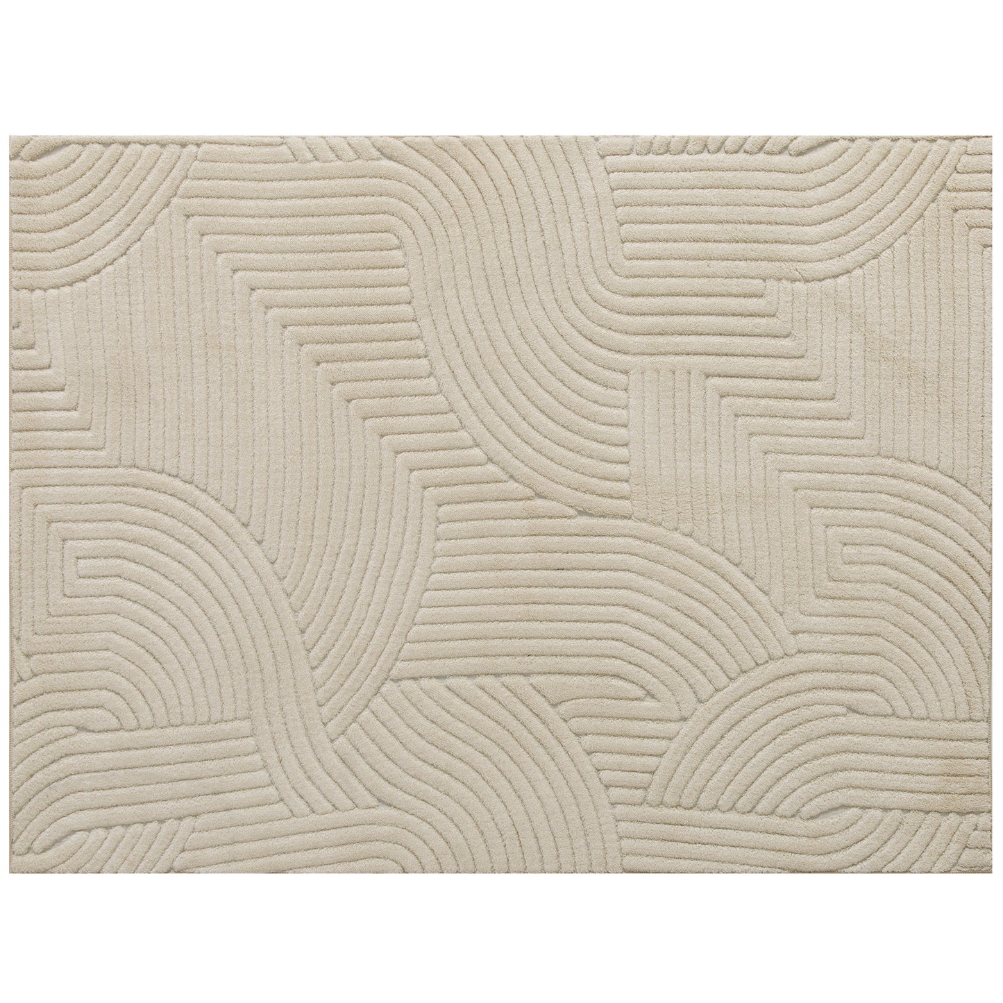 Geometric Rug | 200x140cm | 15mm Pile | Jacquard Weave | Non-Slip Backing | Reinforced Edges | Cream