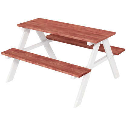 Kids Wooden Picnic Table & Bench Set | Ages 3-8 | EN71 Tested | Weatherproof | Brown