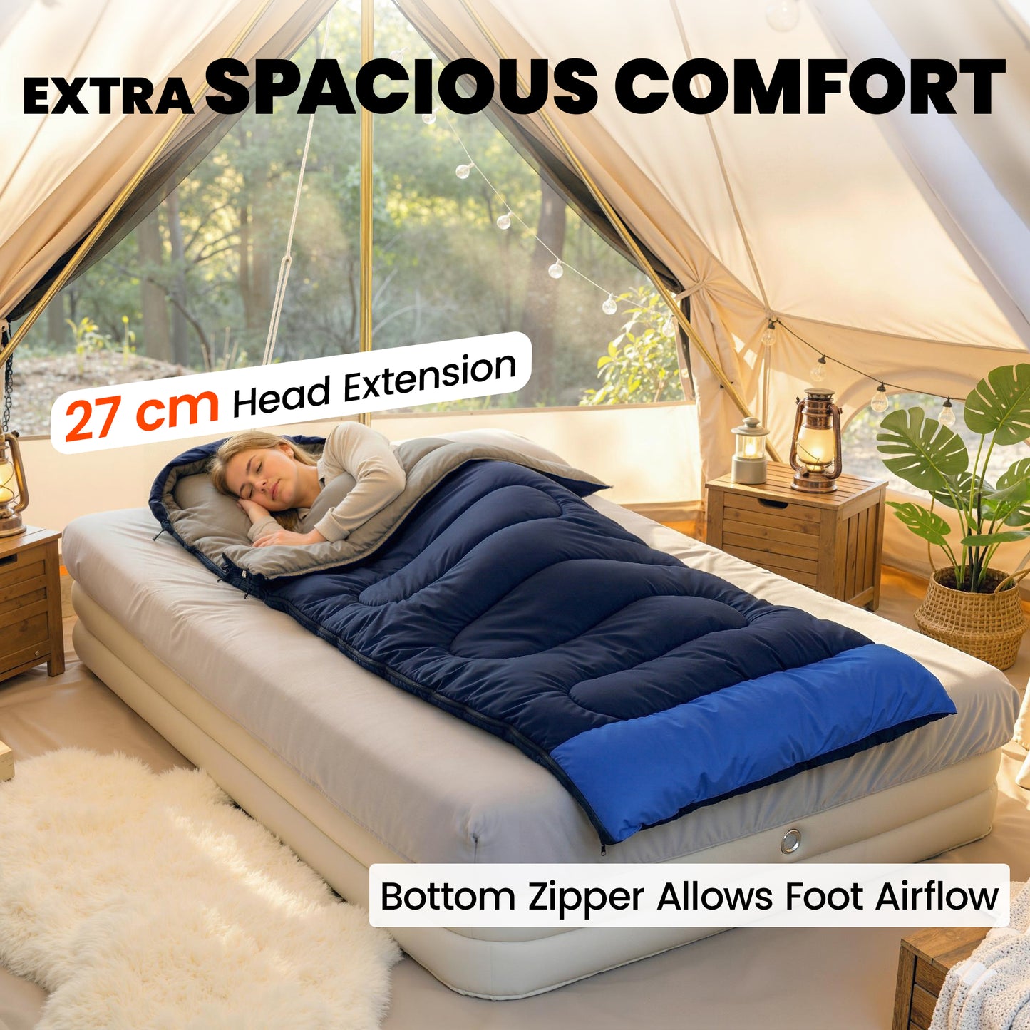 Outsunny Sleeping Bag for Adults, Lightweight & Compact Sleeping Bag, 3 Seasons