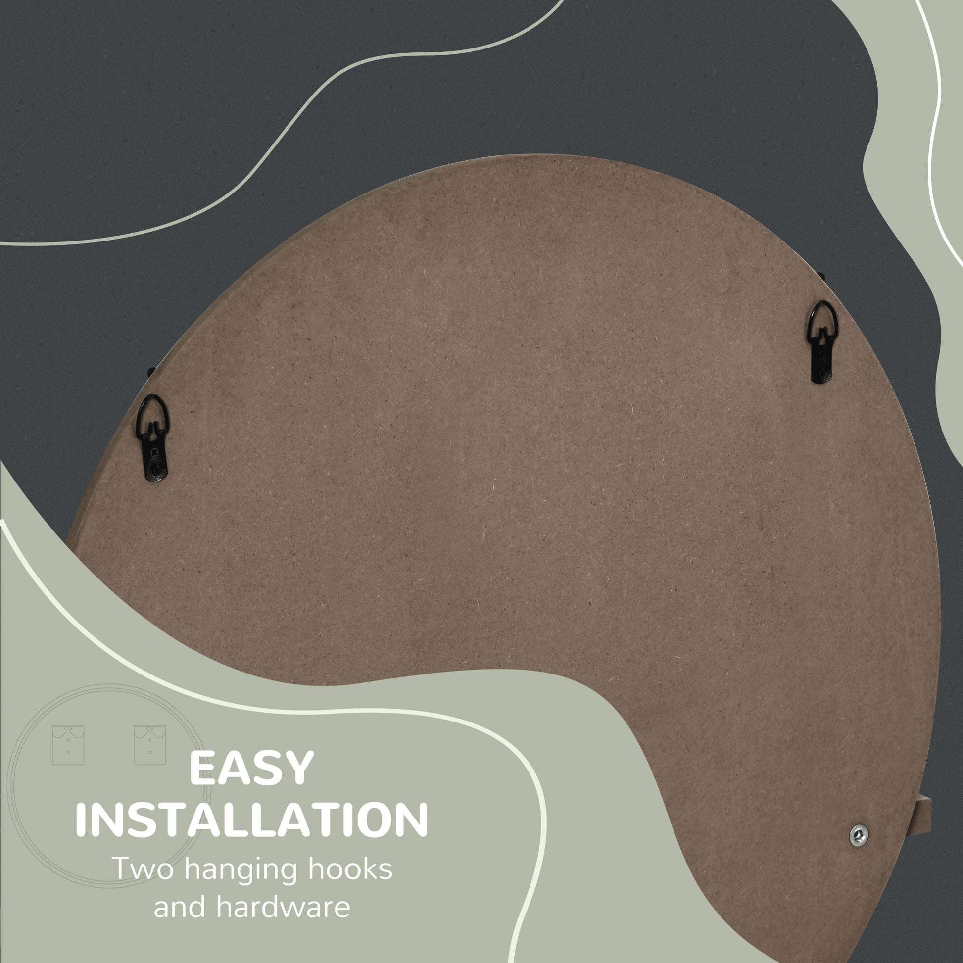 Kleankin 45cm Round Home Mirror, with Shelf - Grey Wood-Effect