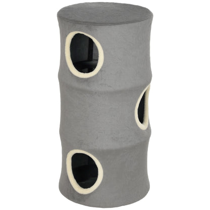 4-Tier Cat Tower | Grey Indoor Cat Condo with Washable Plush Cover, Cubbies & Climbing Levels | 6kg
