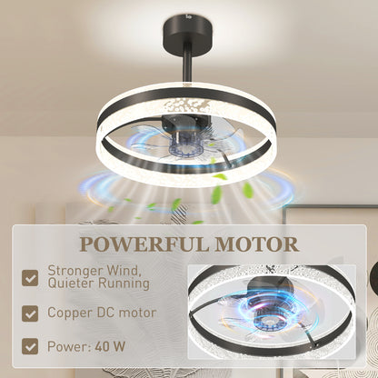 Ceiling Fan with LED Light and Remote - Black