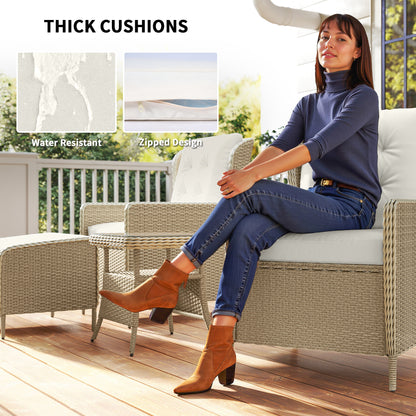 Outsunny Five-Piece Reclining Rattan Chair Set - Light Grey