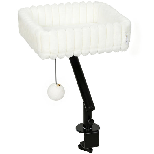 Raised Cat Window Bed | 360° Rotating Clamp-On Cat Hammock | White & Black | For Cats Under 6kg