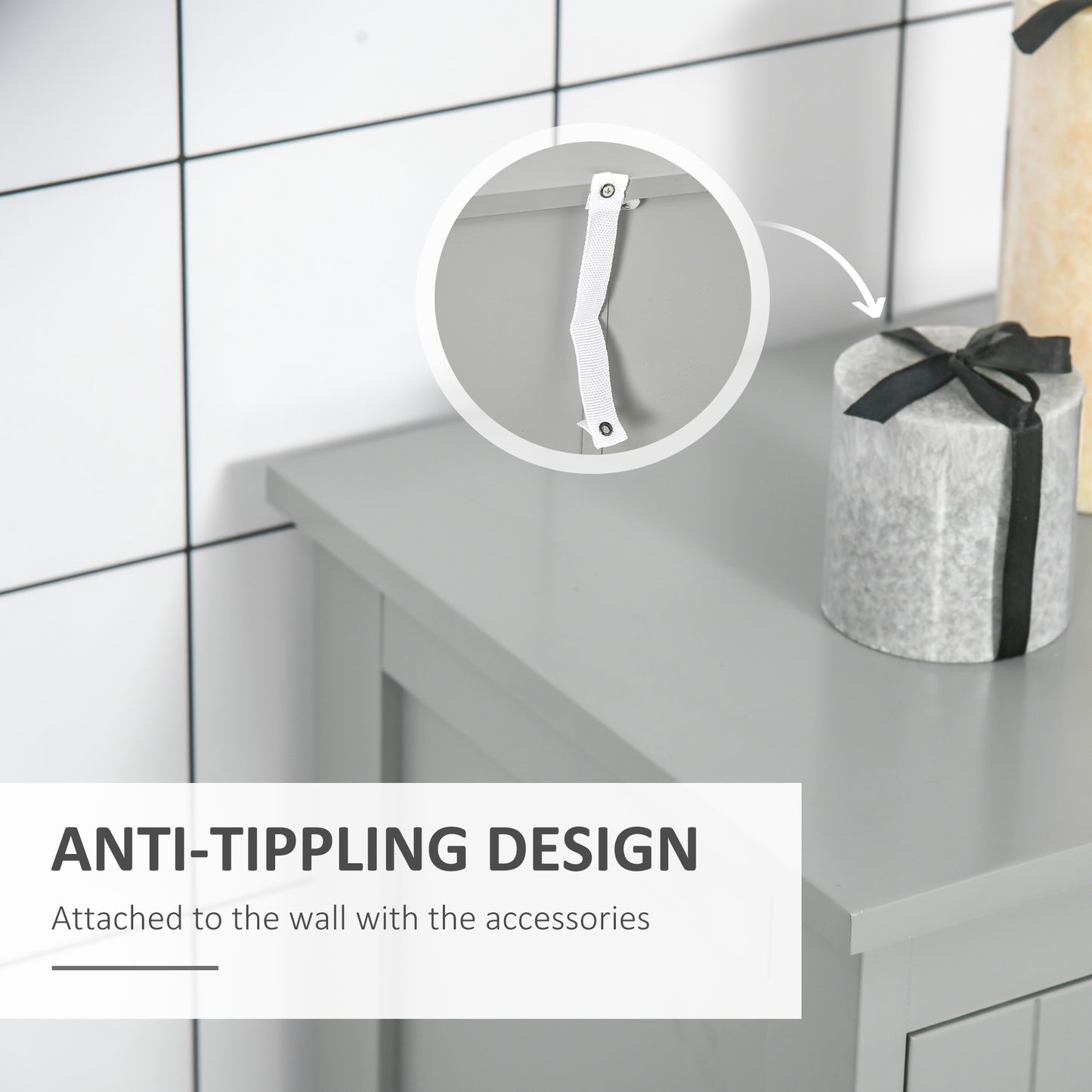 Kleankin Modern Bathroom Floor Cabinet - Grey