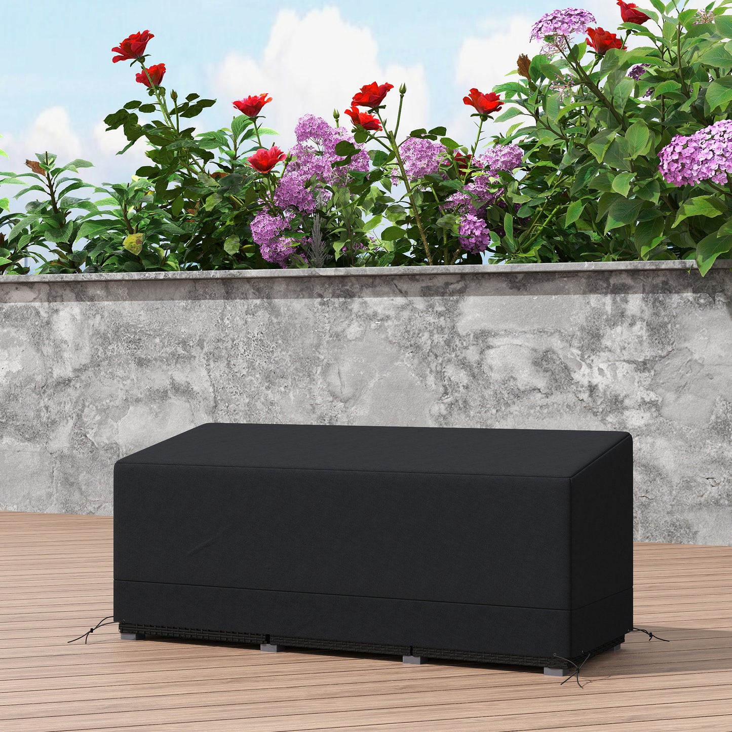 Rectangular Patio Furniture Cover for 3 Seater Sofa Bistro Set, Water UV Resistant Protection 600D Oxford Fabric Rattan Lounge Clean Cover, 190 x 72 x 76cm, Black