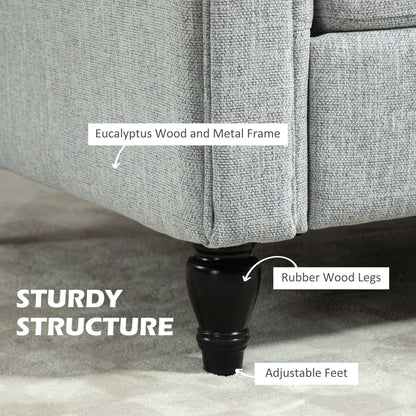 Vintage Retro Style Accent Chair, Upholstered Occasional Chair with Back Pillow, Rolled Arms, Rubber Wood Legs, Light Grey