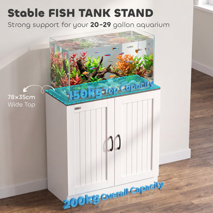20-29 Gallon Aquarium Stand | White & Black Fish Tank Cabinet | Storage | UK Power Hub | USB & Type-C Charging