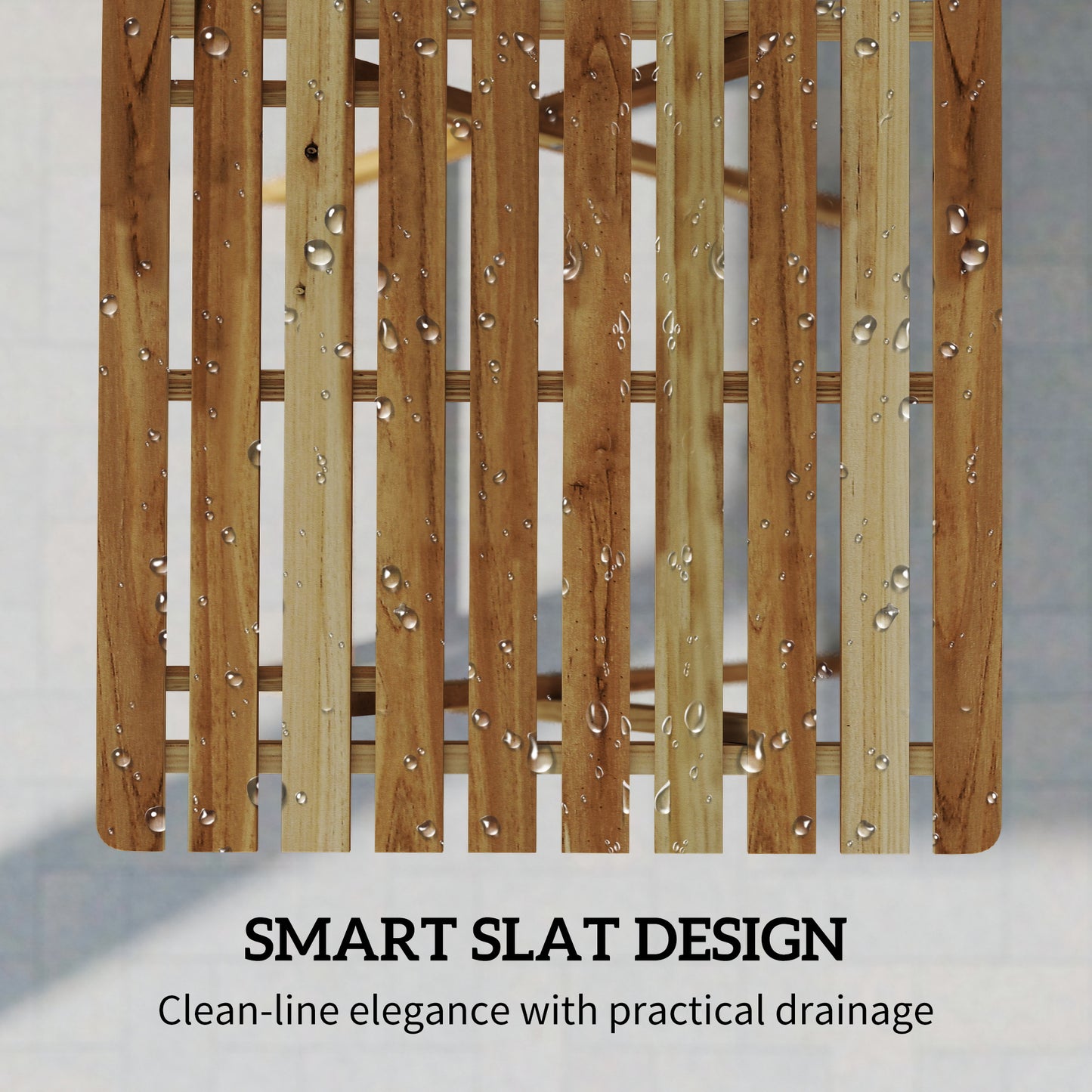 Outsunny Outdoor Coffee Table Foldable Wooden Garden Table for Patio Balcony Natural Wood