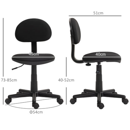 Small Simple Armless Office Chair - Black