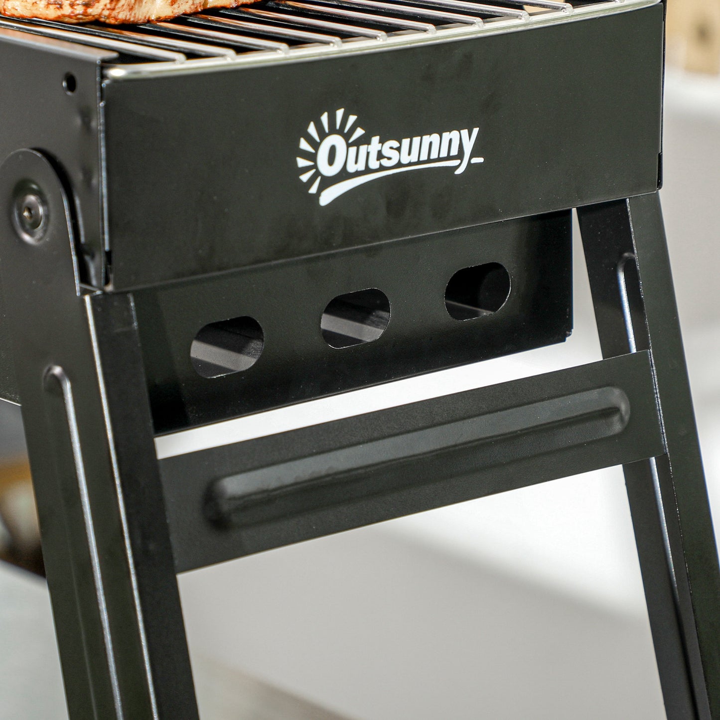 Outsunny Foldable Camping Picnic Portable Charcoal Grill - Black