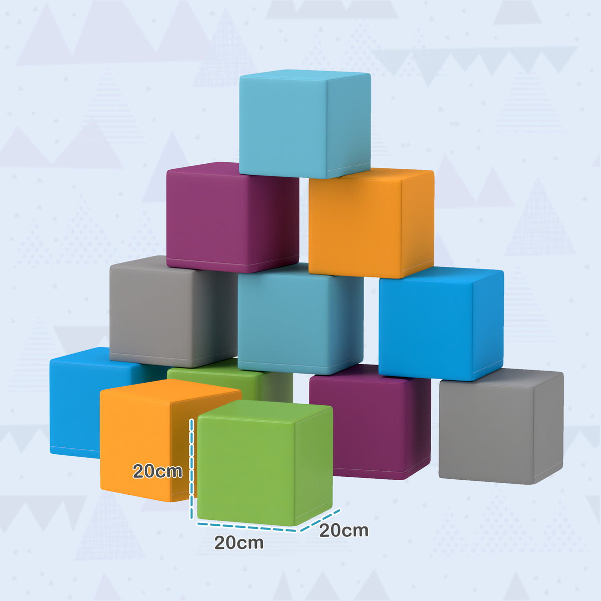 12 Piece Soft Foam Play Blocks | Building & Stacking Toy | PU Cover | Ages 12–36 Months | Wipe Clean | Multi-colour