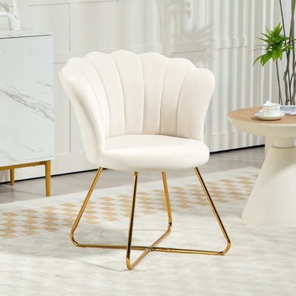 Velvet-Feel Lotus Petal Accent Chair - Cream