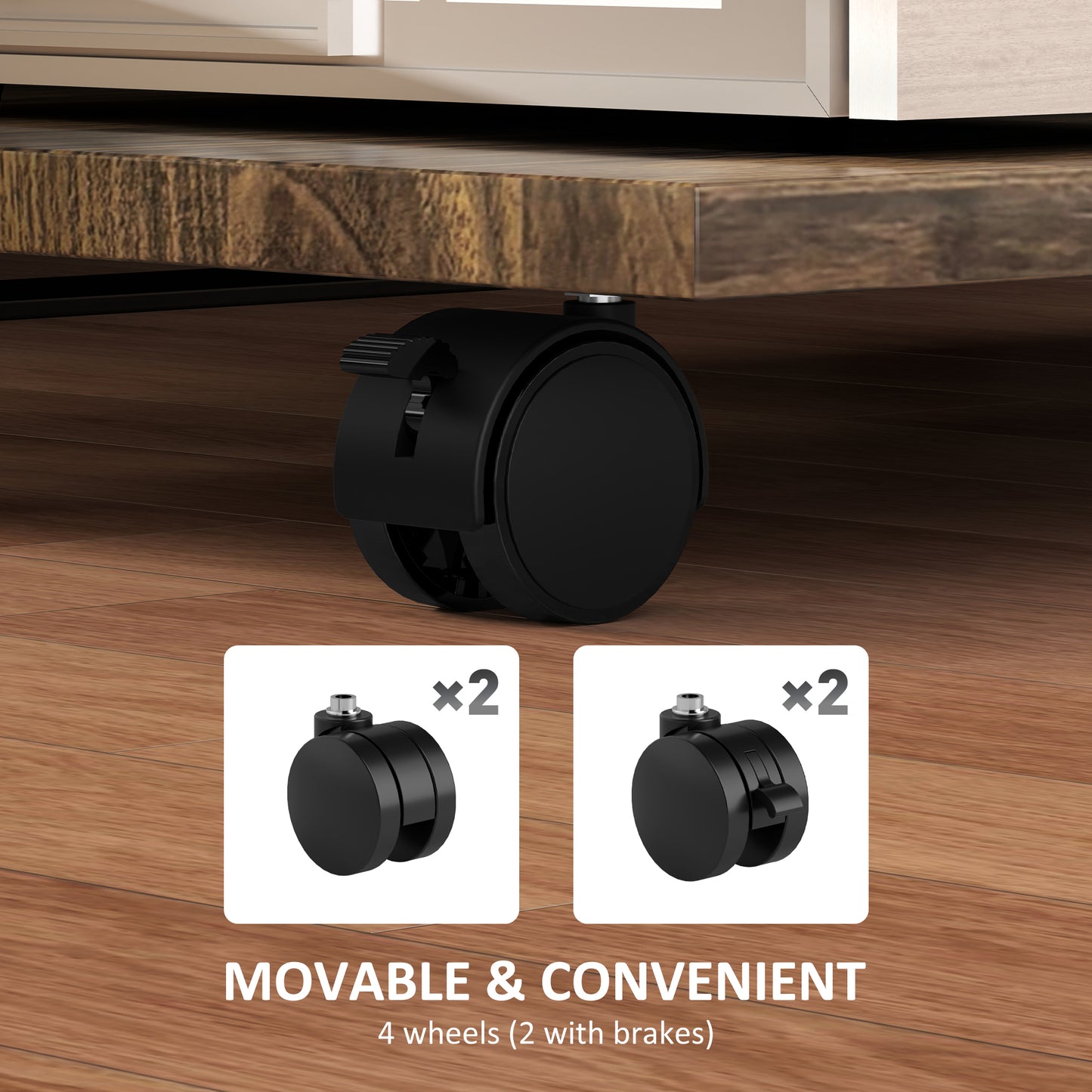 Retro Vintage Style 2-Tier Mobile C-Shaped Side Table - Brown