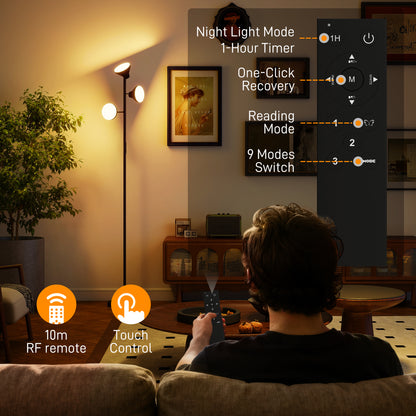 Three-Lamp Multi-Adjustable Floor Light - Black