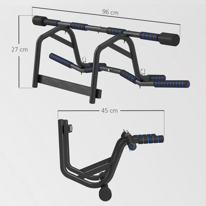 SPORTNOW Doorway Multi-Grip Pull Up Bar with Non-Slip Grips, Chin Up Bar with Anti-Fall Slot for Indoor Gym Upper Body Workout