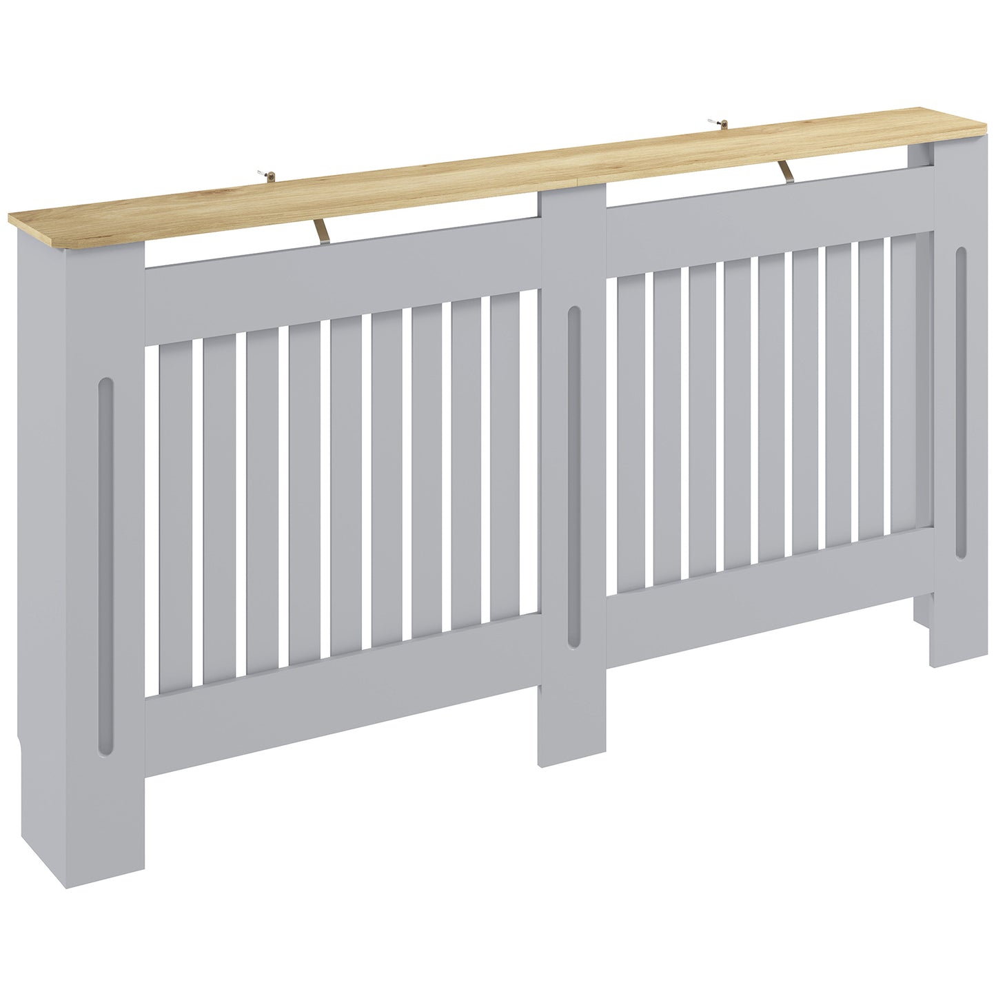 MDF Radiator Cover | Slatted Line Grill Design | Display Top | Wall Mountable | Fittings Included | 10kg | 152x19x81cm | Grey