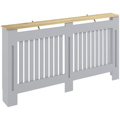 MDF Radiator Cover | Slatted Line Grill Design | Display Top | Wall Mountable | Fittings Included | 10kg | 152x19x81cm | Grey