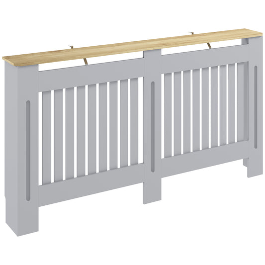 MDF Radiator Cover | Slatted Line Grill Design | Display Top | Wall Mountable | Fittings Included | 10kg | 152x19x81cm | Grey