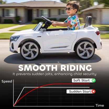 Licensed Audi Q8 e-tron Sportback Kids Ride On Car | Parental Remote | 4-Wheel Suspension | Soft Start | LED Lights | MP3 | Ages 3–4 | White or Black