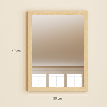 Set of 2 Wall Mirrors | Natural Wood Finish Frame | 30 x 40 cm