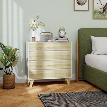 Retro Vintage Style Chest of Four Drawers - Wood-Effect/White