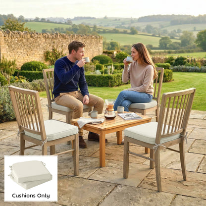 Set of 2 Outdoor Garden Chair Cushions | 7cm Foam | Water-Repellent UV30+ | Zip Cover | Ties | Cream White
