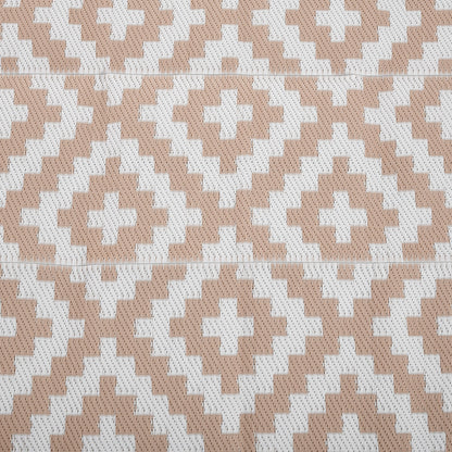 Reversible Outdoor Rug | Waterproof | UV-Resistant Polypropylene 310g | Reinforced Edges | Foldable | 274x182cm | Coffee & White | Patio Garden Camping Beach RV Campervan