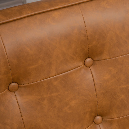 2 Pack Retro Vintage Style Accent Chair, with Faux Leather Seat - Brown