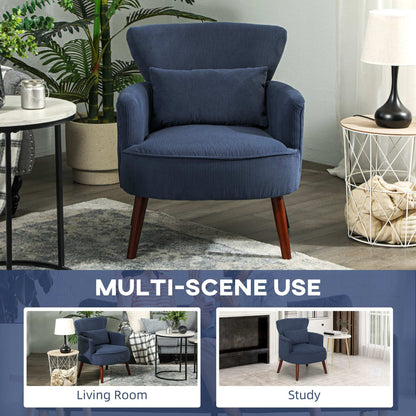 Corduroy Retro Accent Chair - Blue