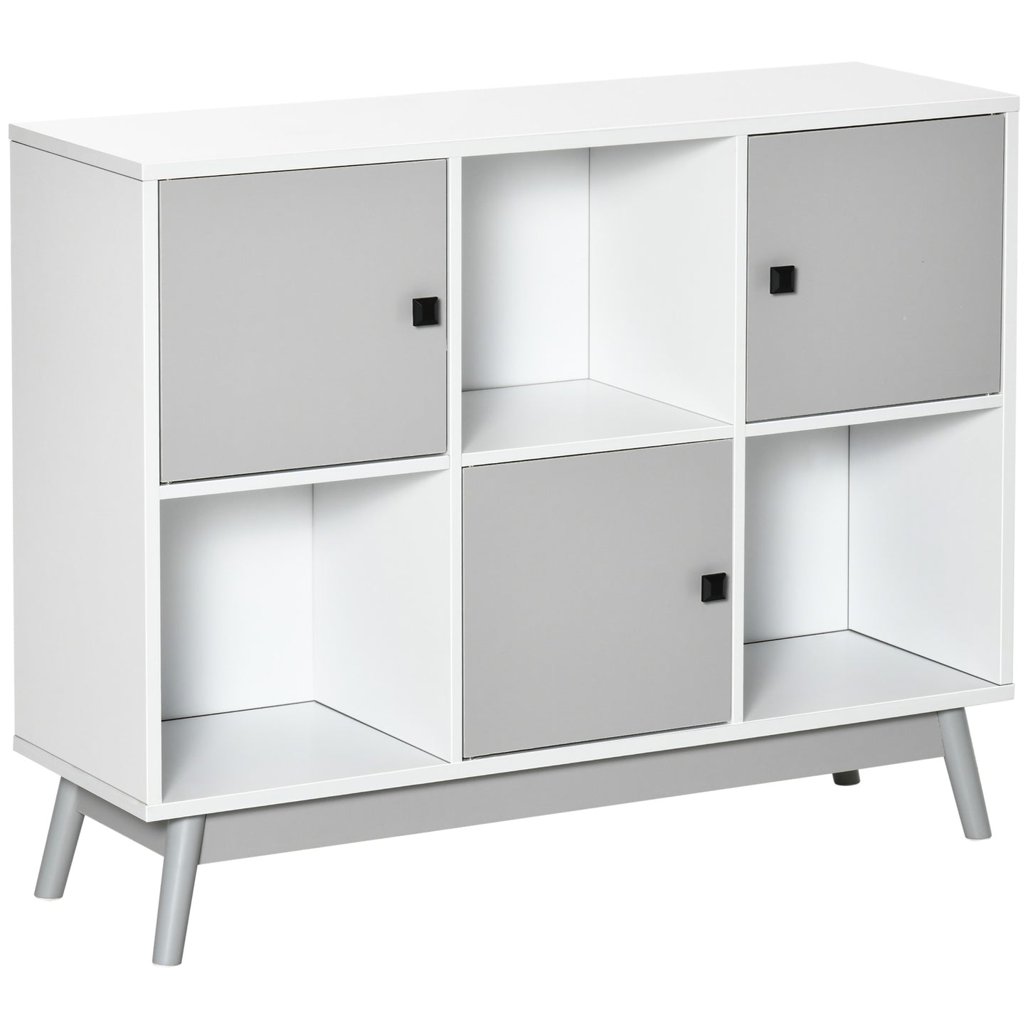 Storage Cabinet, Bookcase, Display Shelf with 6 Storage Cubes & Doors for Dining Room, Living Room