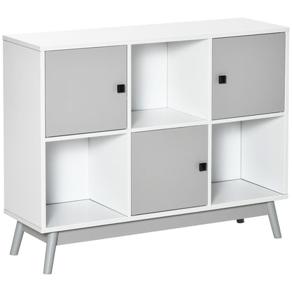Storage Cabinet, Bookcase, Display Shelf with 6 Storage Cubes & Doors for Dining Room, Living Room