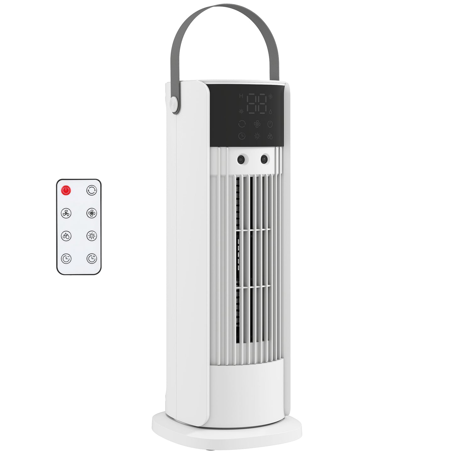 Tower Fan for Bedroom, 16 Inch Mist Desktop Fan with RGB Lights, 3 Speeds, 90° Oscillation, 10H Timer, for Home Office
