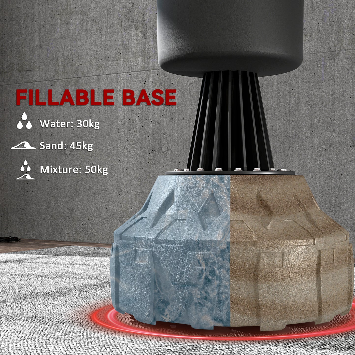Freestanding Punching Bag with Adjustable Strike Pad | Fillable Base | Height 65–175cm | Boxing Wraps Included | Black