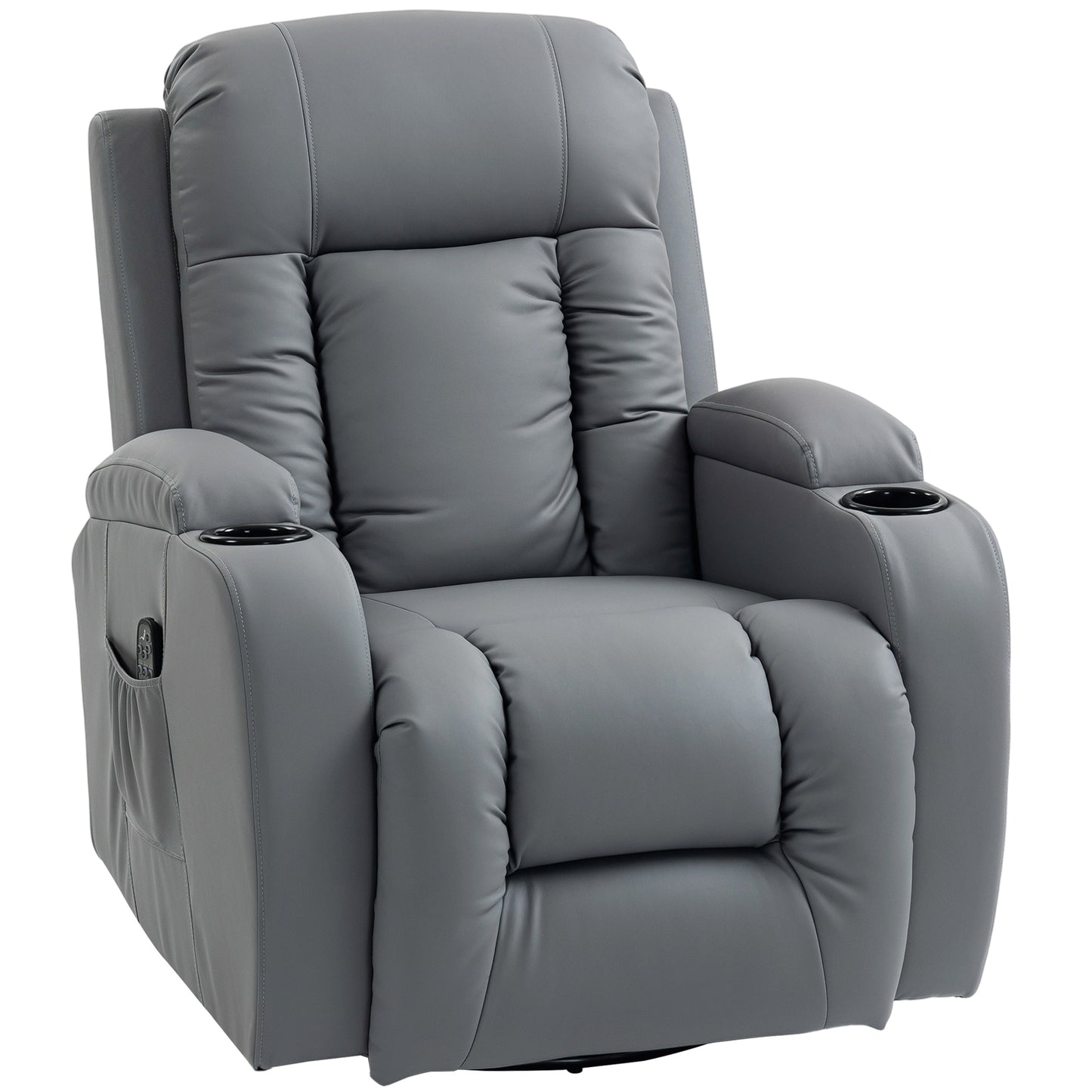Massage Recliner Armchair, PU Leather Recliner Chair, Grey