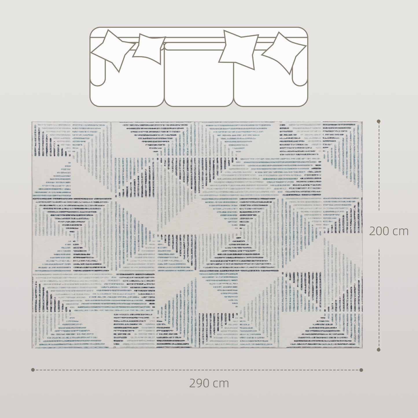 Modern Geometric Area Rug | Machine Washable | 100% Polyester Plush | TPR Non-Slip Backing | 290x200cm | Multi-Coloured Mixed Grey | Living Room Bedroom Dining Room Home Office