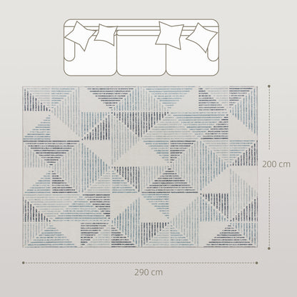 Modern Geometric Area Rug | Machine Washable | 100% Polyester Plush | TPR Non-Slip Backing | 290x200cm | Multi-Coloured Mixed Grey | Living Room Bedroom Dining Room Home Office