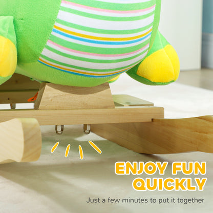 AIYAPLAY Dinosaur Design Rocking Horse with Animal Sound, Safety Belt, Wooden Base, for Toddlers 18-36 Months