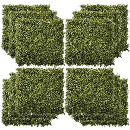 12 Pieces Artificial Wood Paneling for Walls 20" x 20" Grass Privacy Fence Screen Faux Hedge Greenery Backdrop Encrypted Milan Grass