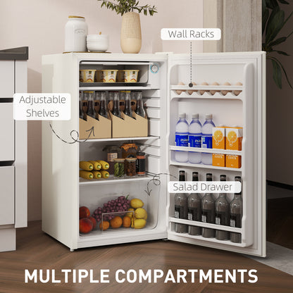 91 Litre Freestanding Under Counter Fridge Freezer, Small Fridge with Chiller Box, Adjustable Thermostat, 47.5cm Wide, Beige