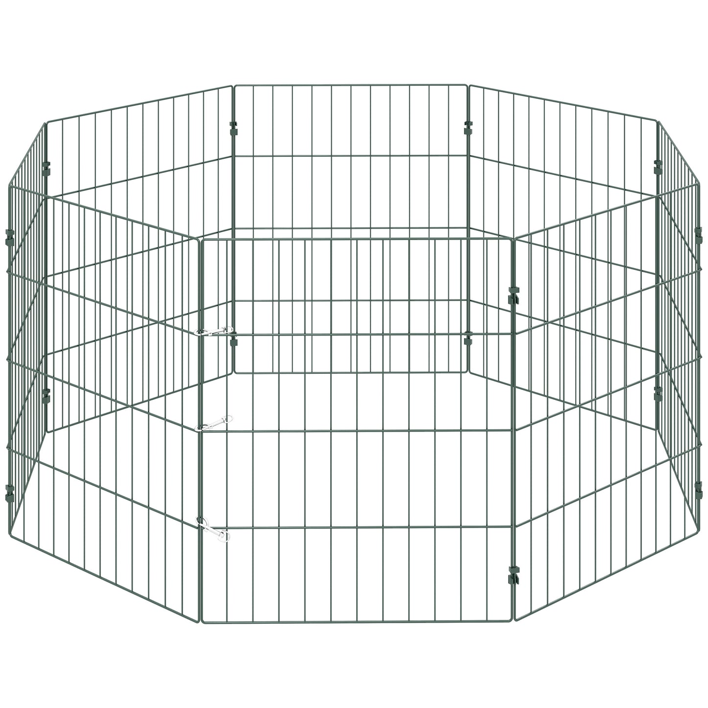 8-Panel Dog Playpen & Puppy Pen | Soft PE Coating | Configurable Shapes | 4 Outdoor Stakes | Foldable | Suits Dogs Under 15kg | 60cm Height | Green