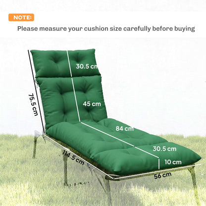 Set of 2 Sun Lounger Cushions | 190x56x10cm | High-Resilience PP Foam | UPF20+ | Fade & Splash Resistant | 220gsm Polyester | 6 Tie Fastenings | Green