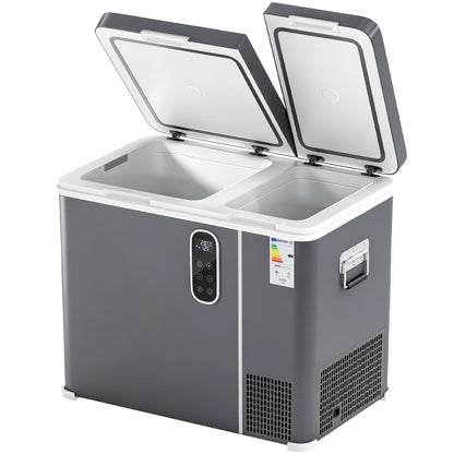 55L Dual-Zone Compressor Car Fridge Freezer | -20°C to +20°C | Bluetooth App | DC/AC | 15-Min Cool | Grey