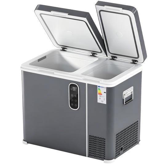 55L Dual-Zone Compressor Car Fridge Freezer | -20°C to +20°C | Bluetooth App | DC/AC | 15-Min Cool | Grey