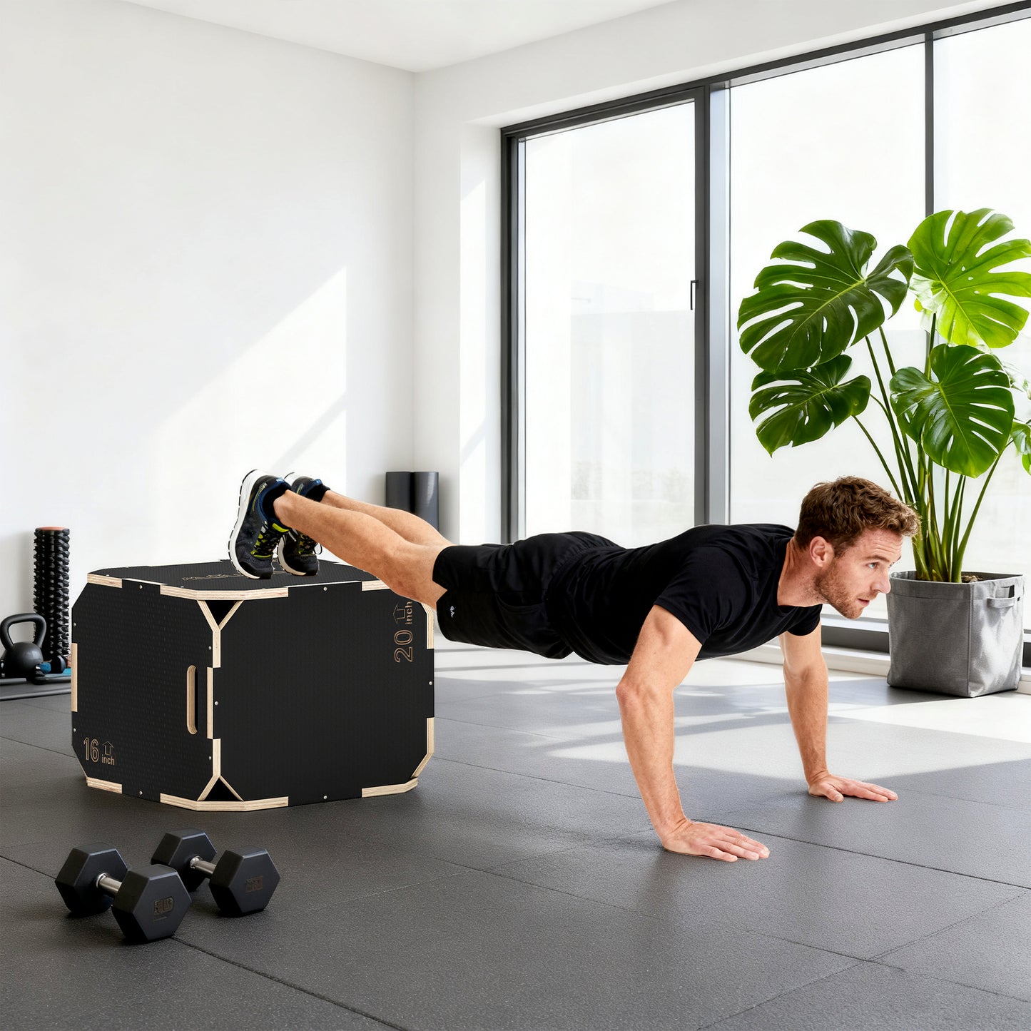 SPORTNOW Non-Slip Plyo Box, Corner-free Wooden Jump Box, 40.5 x 51 x 47.5 cm