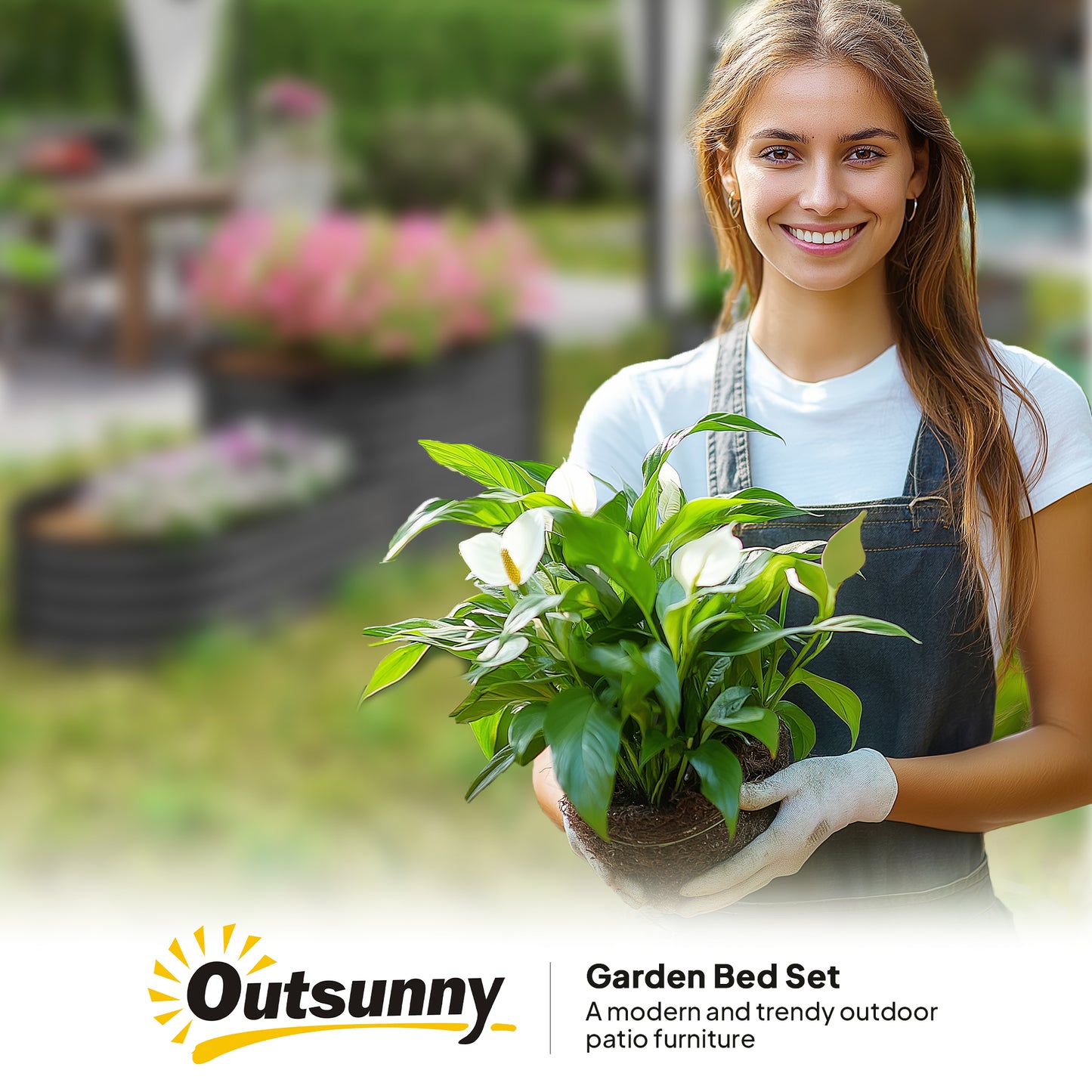 2-Tier Galvanised Steel Raised Garden Bed | 0.6mm Steel | Open Bottom | Folded Safety Edge & Rubber Strip | Bottom 149x59cm Top 89x59cm | 150x60x57cm | Dark Grey