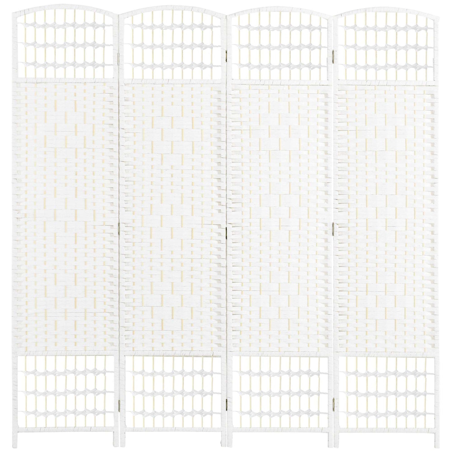 4 Panel Folding Room Divider, Privacy Screen, Freestanding Paravent Partition Separator for Living Room, Bedroom and Office, 160 x 170cm, White