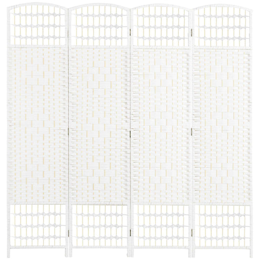 4 Panel Folding Room Divider, Privacy Screen, Freestanding Paravent Partition Separator for Living Room, Bedroom and Office, 160 x 170cm, White